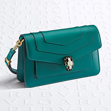 Picture representing Serpenti bag in green leather.