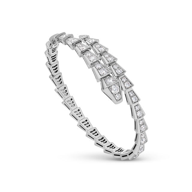Serpenti one-coil slim bracelet in 18 kt white gold.