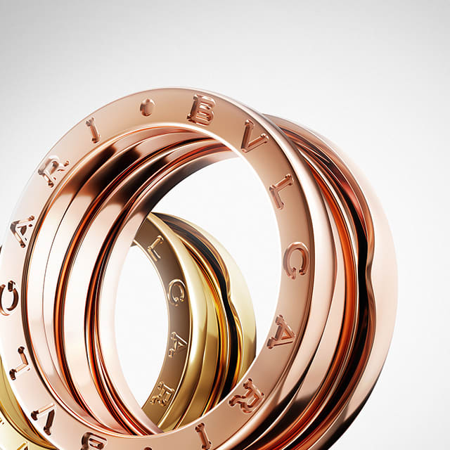Bzero1 rings in rose and yellow gold.