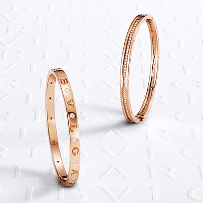 Bzero1 bracelets in rose gold with diamonds.