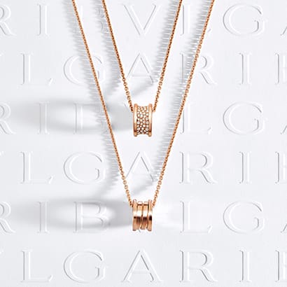 Bzero1 necklaces in rose gold with diamonds.