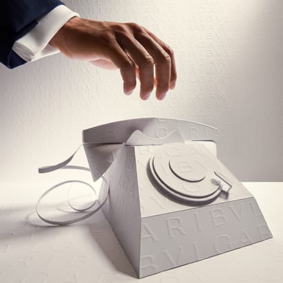 Hand over a phone to represent Bulgari’s phone order service for the festive season.