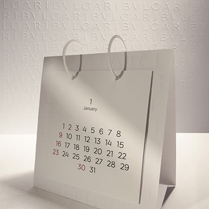 Desk calendar to represent Bulgari’s complimentary returns service for holiday season.