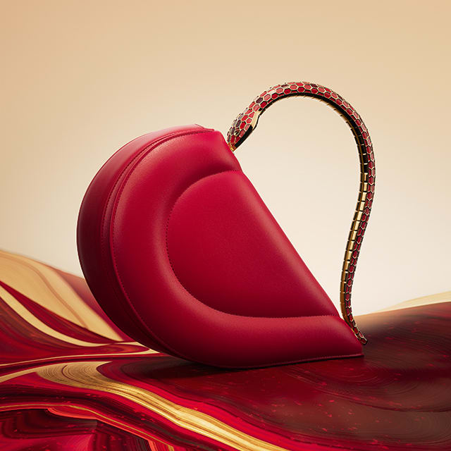 Serpenti bag in red calf leather.