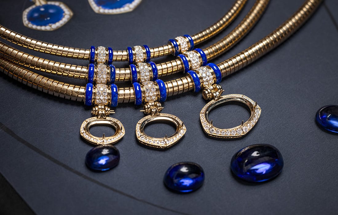 Tanzanite Falls Necklace, craftsmanship shot.