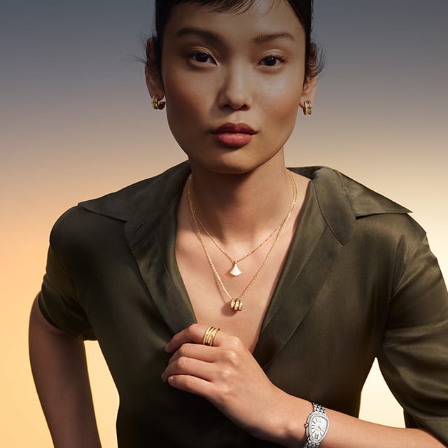 Model wearing Divas' Dream jewellery, Magnificent Icons.