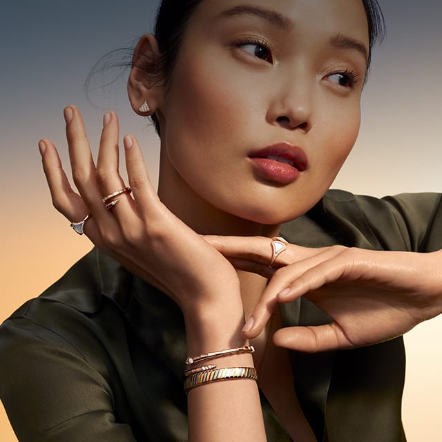 Model wearing Divas' Dream jewellery, Magnificent Icons.