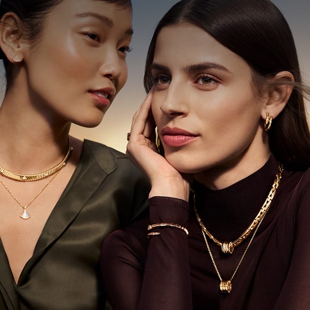 Two Model wearing Magnificent Icons jewellery creations.