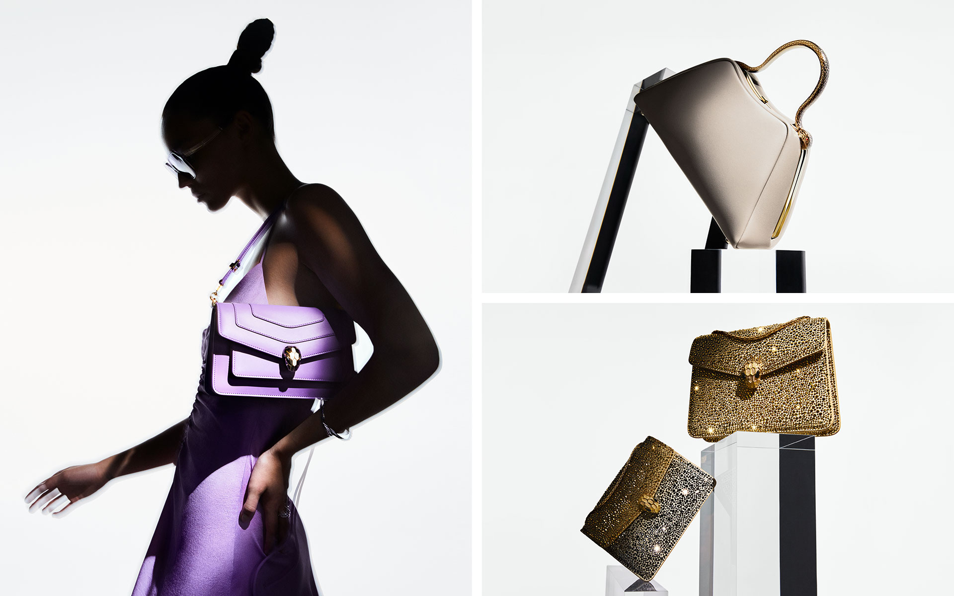 Models wearing spring-summer 23 bags & accessories collection. Creative shots.