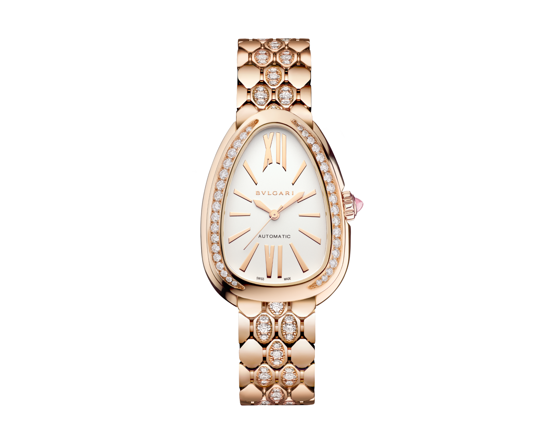 Front view of Bulgari Serpenti Seduttori reference 103902 with white opaline dial