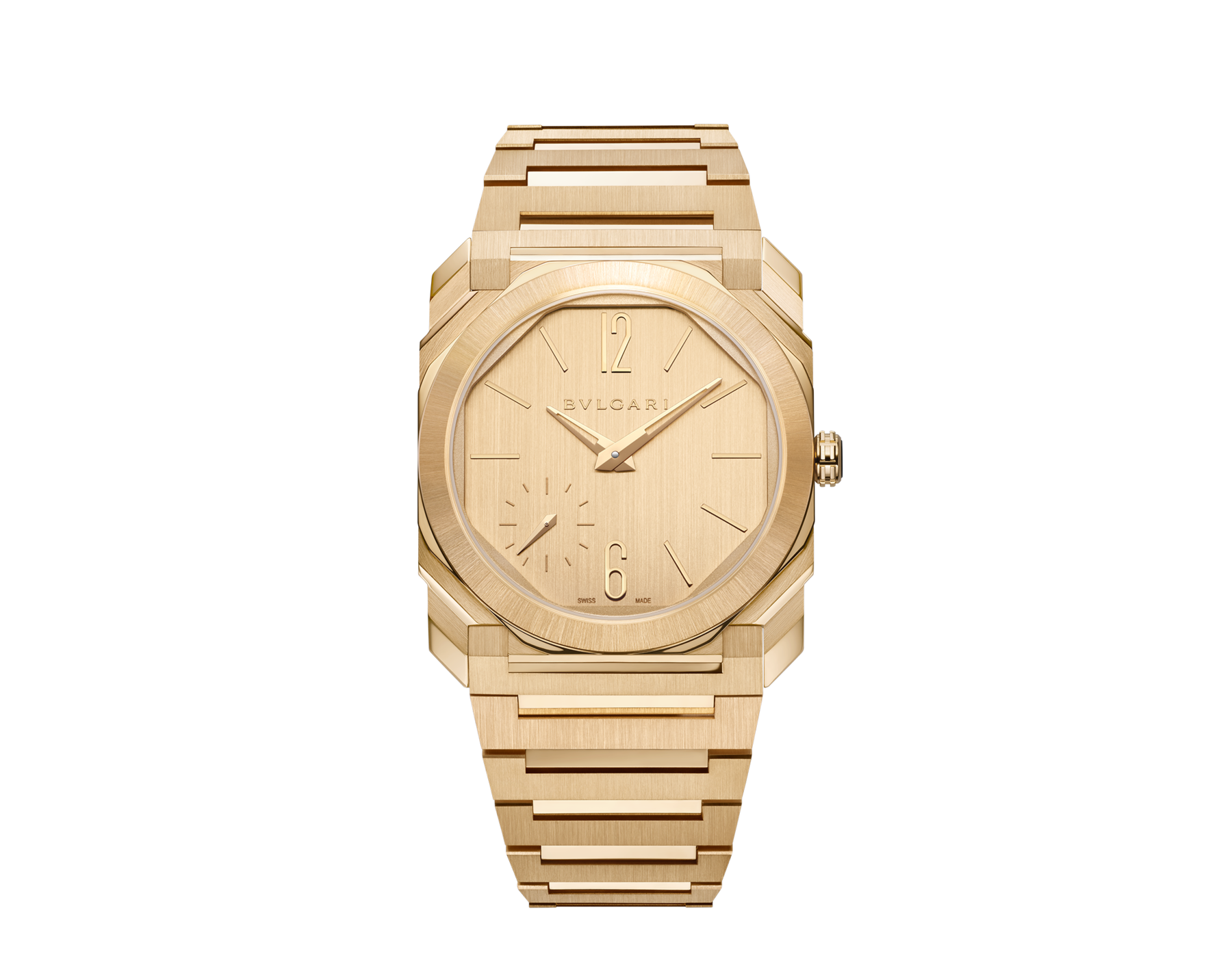 Front view of Bulgari Octo Finissimo 37 reference 104120 in yellow gold